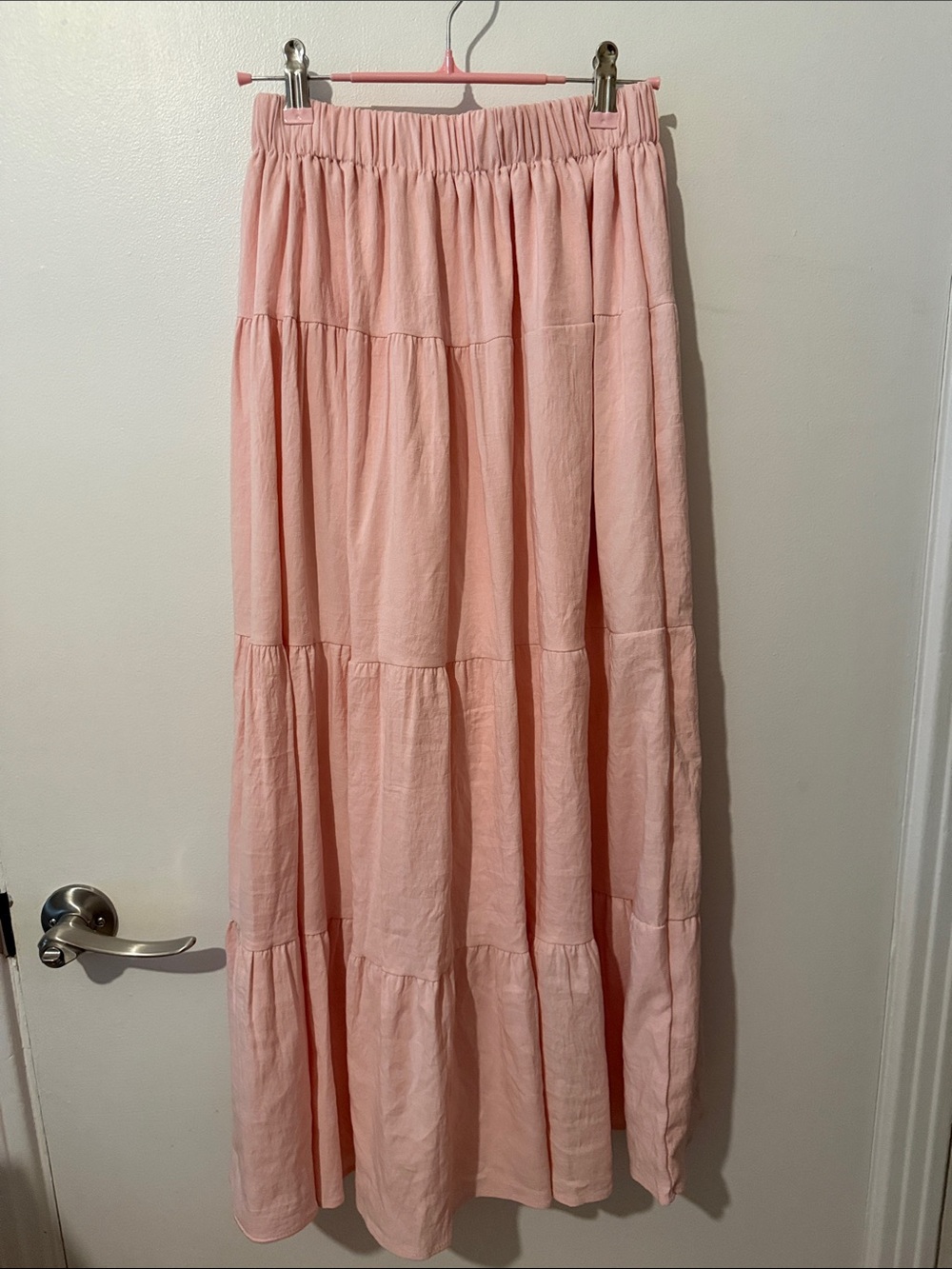 🤍 Women's light pink Tiered Maxi Skirt
